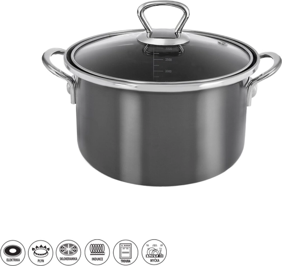 Olla esmaltada METALIC Lem 3,25 l con tapa de vidrio
