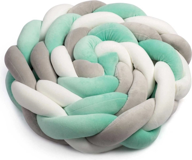 Diseño trenzado con estilo en tonos menta‑gris