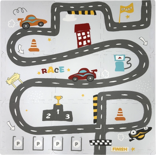 Alfombrilla educativa de espuma Humbi tipo puzzle para el suelo: calles y carreras, 9 piezas