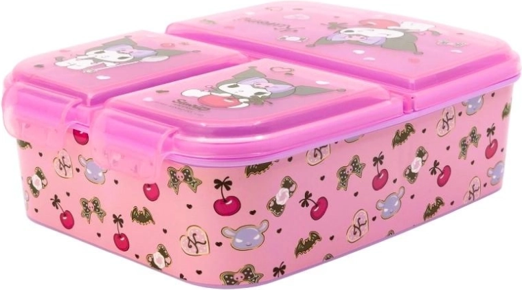 Fiambrera de tres compartimentos Kuromi rosa
