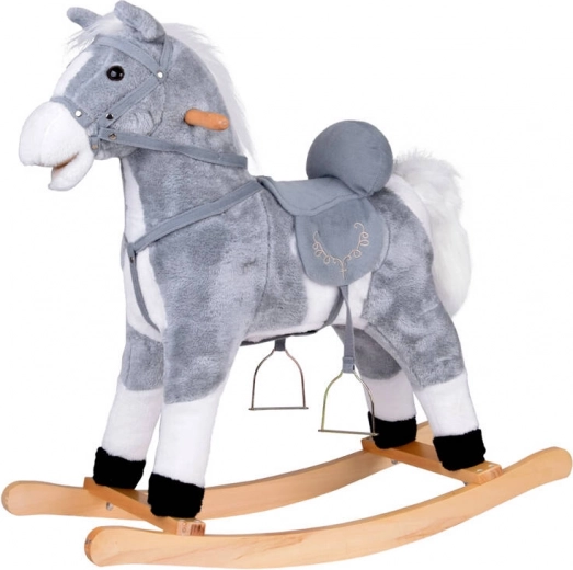 Caballito balancín de peluche con sonidos, cola y boca móviles – gris