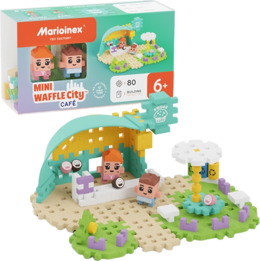Set de construcción Marioinex Mini Waffle City Café: cafetería, 80 piezas