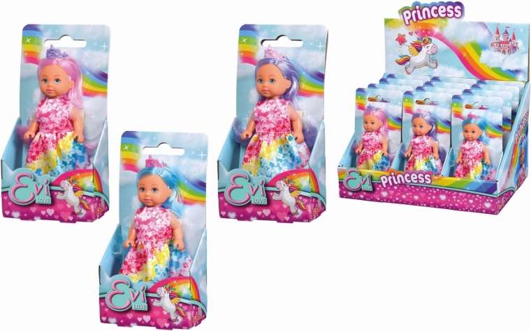 Muñeca Evi Love princesa arcoíris con cabello de colores - 1 unidad