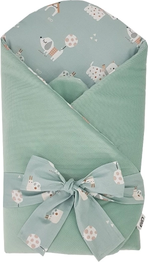 Arrullo EKO VELVET Dogs Mint con inserto de coco 75 × 75 cm