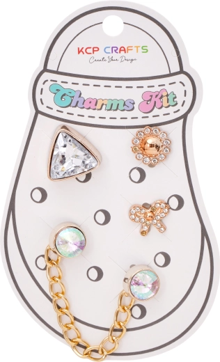 Set de accesorios decorativos para chanclas con cristal triangular y cadena dorada - 1 unidad