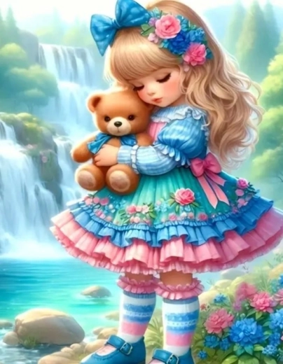 Norimpex pintura de diamantes niña con osito 30 × 40 cm