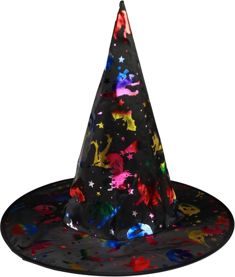 Sombrero de bruja con patrones holográficos