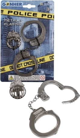 Set de policía Gonher con esposas metálicas y placa
