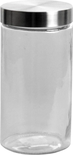 Tarro de vidrio redondo de 2,1 l con tapa de acero inoxidable
