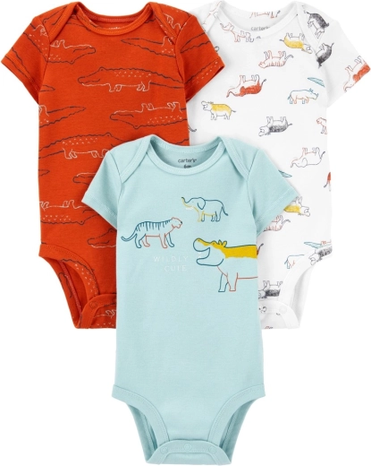 Body de bebé niño Carter's de manga corta Machines, 3 uds, talla 56 (NB)