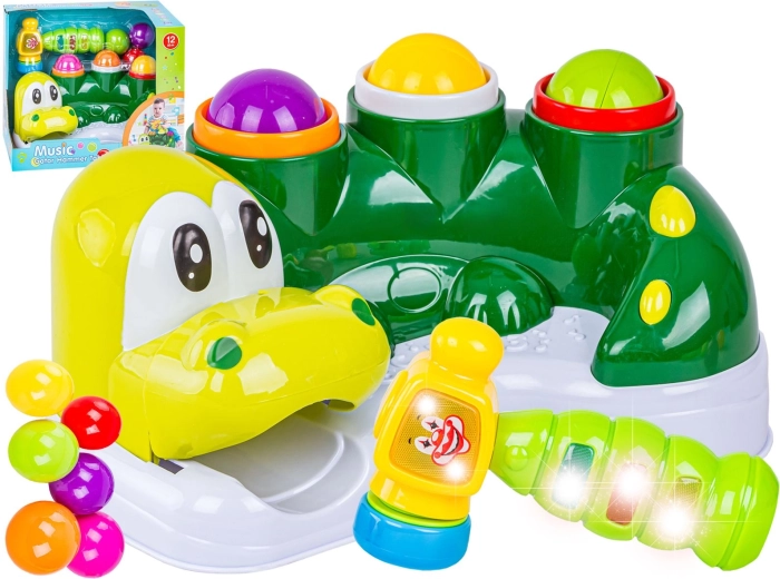 Juego de golpear para los más pequeños: alegre cocodrilo con martillito