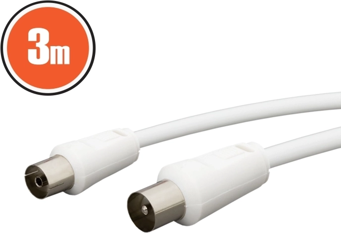 Cable coaxial macho-hembra de 3 m blanco