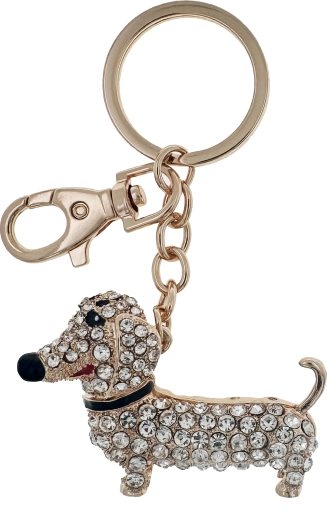 Llavero premium con perro dorado