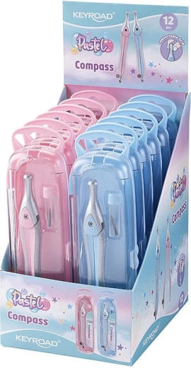 Compás Keyroad Pastel en estuche, azul o rosa
