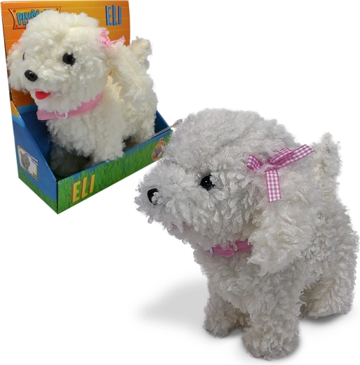Perrita de peluche interactiva con sensor táctil – perrita blanca Eli