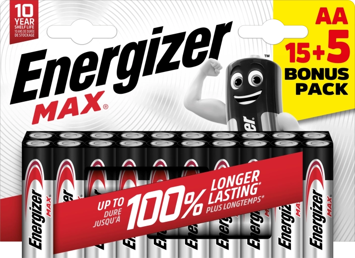 Pilas alcalinas Energizer Max AA 20 uds