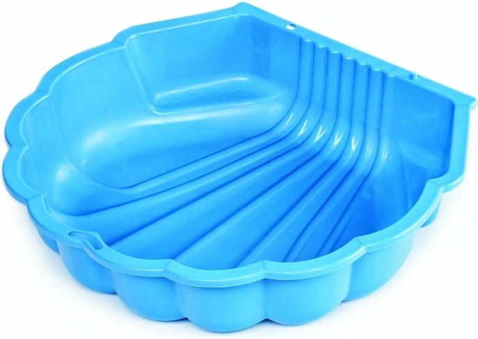 Arenero de plástico con forma de concha y lona, azul