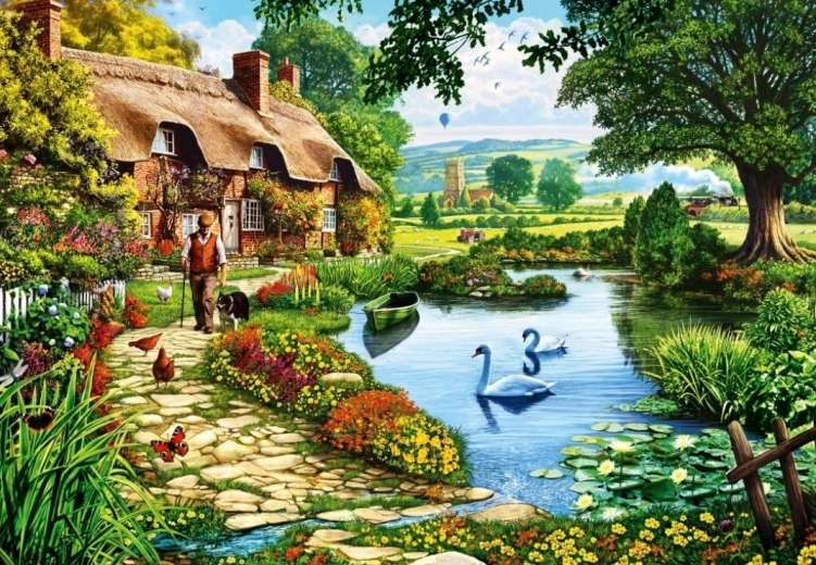 Puzzle BLUEBIRD Cabaña junto al lago 1000 piezas