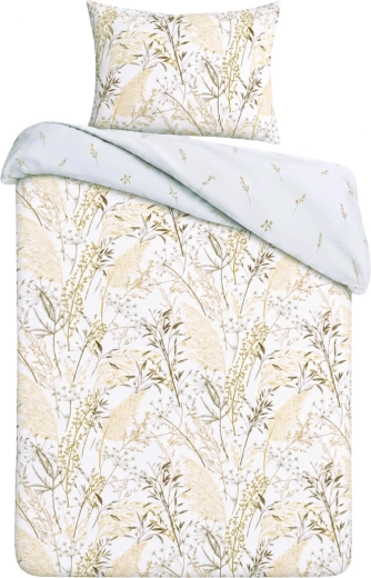 Ropa de cama de algodón GUSTO Hierbas del prado beige y blanca 140 × 200 cm