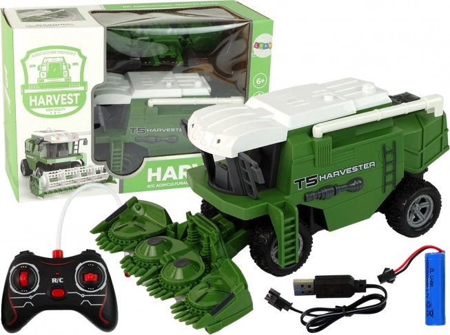 Cosechadora T5 verde con control remoto