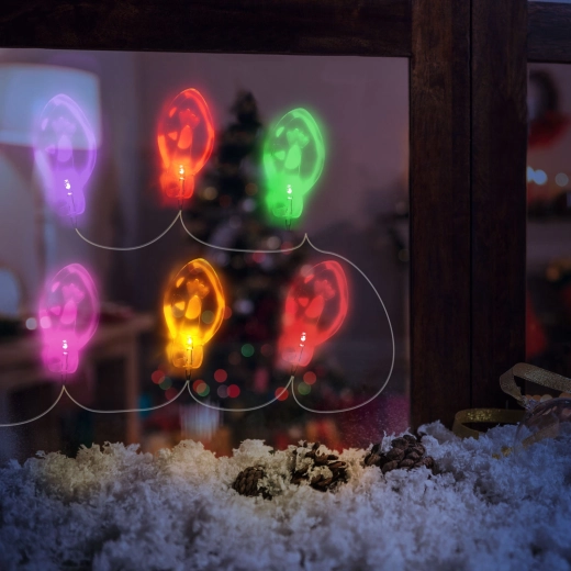Cadena de luces LED navideña con pegatinas de gel para ventana