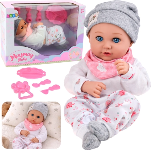 Muñeca bebé con set de alimentación y accesorios 28 cm