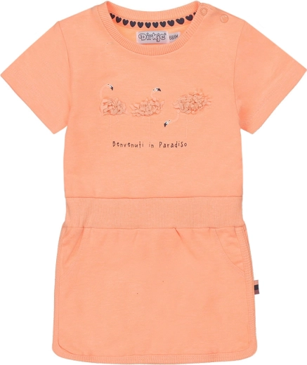 Vestido Dirkje para niña de manga corta, naranja neón (talla 68)
