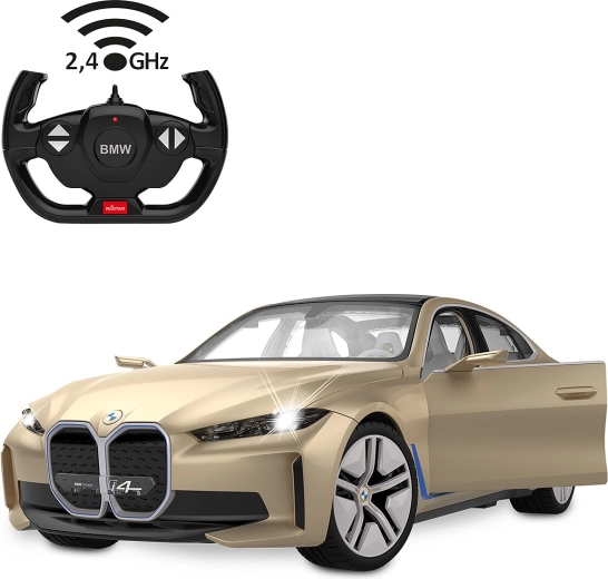 Modelo RC BMW i4 Concept a escala 1:14 con luces, dorado