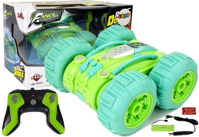 Coche acrobático RC anfibio de doble cara 1:24 verde
