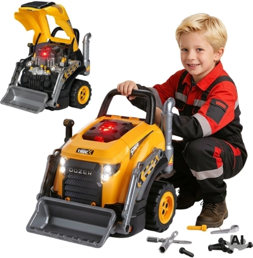 Gran bulldozer infantil Woopie con taller, luces y sonidos