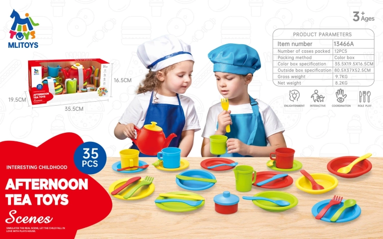 Mega juego infantil de té con platos y accesorios (35 piezas)