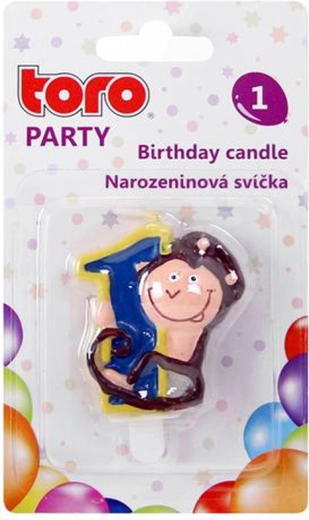 Vela para tarta número 1 con monito TORO 5 cm