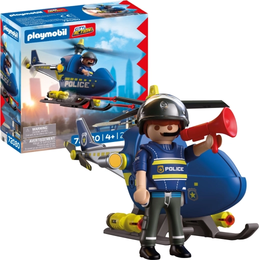 Playmobil City Action – policía con helicóptero y accesorios, 28 piezas