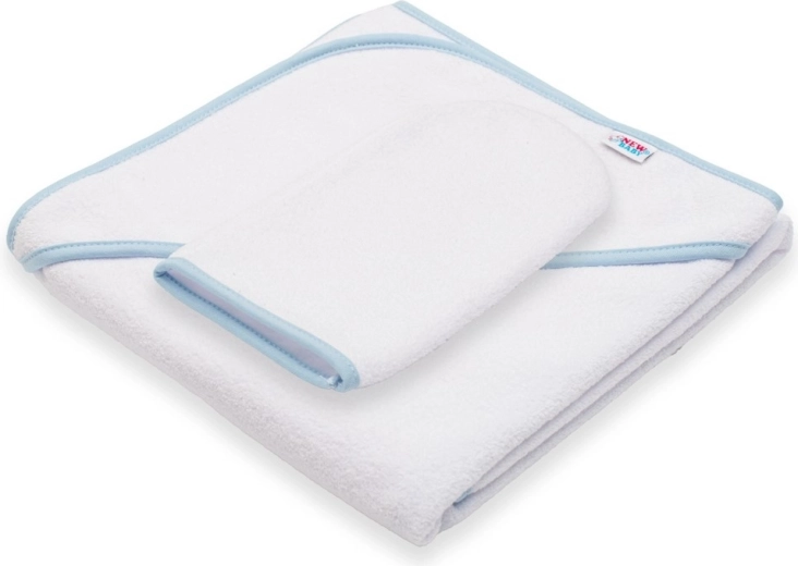 Suave toalla de rizo infantil con capucha NEW BABY Basic 80 × 80 cm blanco-azul