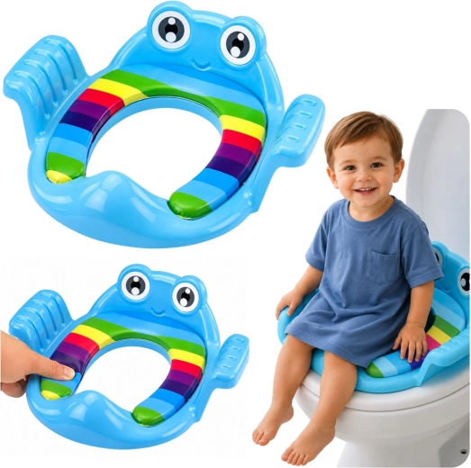 Asiento infantil para WC con acolchado suave y asas, azul