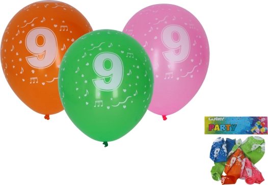 Globos inflables de 30 cm con número 9, set de 5 uds