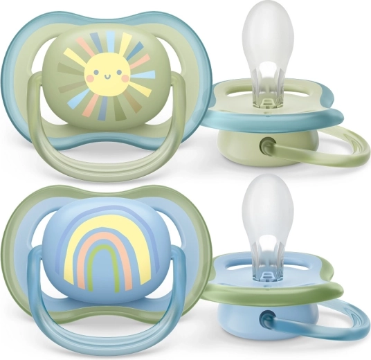 Chupete Philips Avent Ultra Air con dibujo de arcoíris, 0–6 meses, 2 uds.