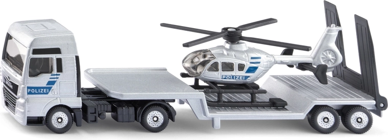 Siku Super camión tractor policial MAN con remolque y helicóptero