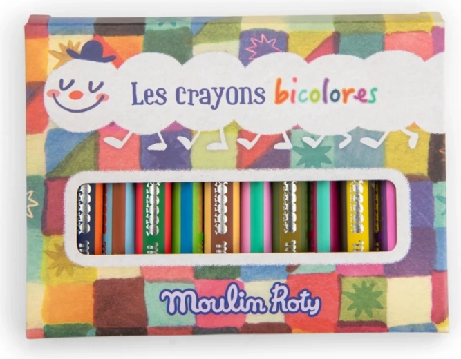 Lápices de colores bicolores Moulin Roty Les Petites Merveilles - 12 unidades
