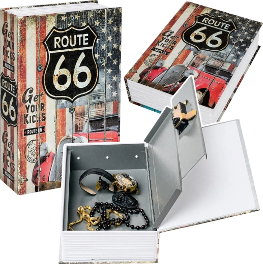 Libro caja fuerte para llaves con motivo Route 66