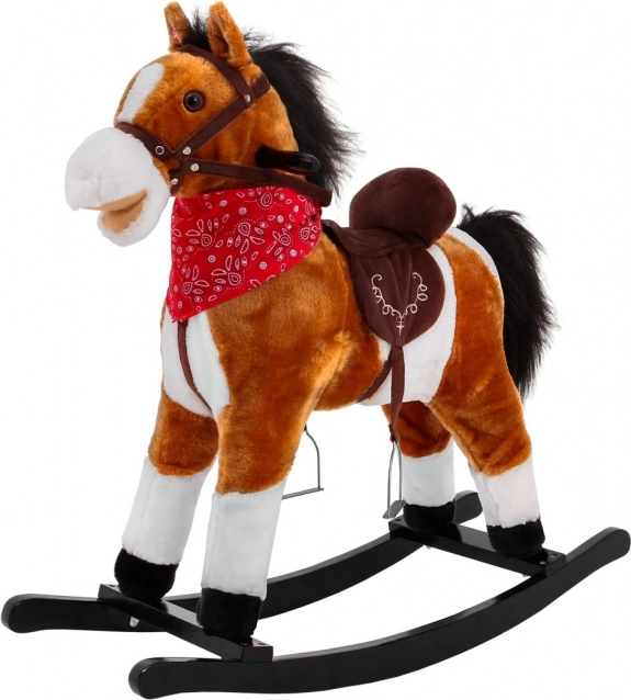 Caballito balancín de peluche para niños con funciones interactivas – marrón claro