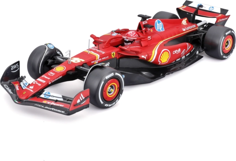 Bburago Ferrari SF-24 (2024) Charles Leclerc 1:24 en caja acrílica