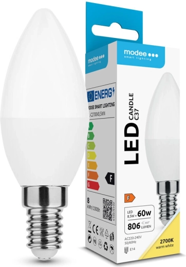 Bombilla LED tipo vela C37 8,5 W E14 806 lm blanco cálido Modee