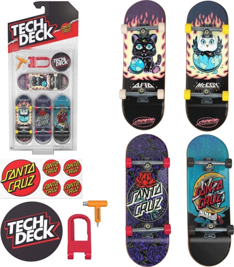 Tech Deck Fingerboard set de 4 mini monopatines Santa Cruz - 4 unidades