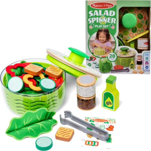 Melissa & Doug set infantil para preparar ensaladas con centrifugadora, 28 piezas