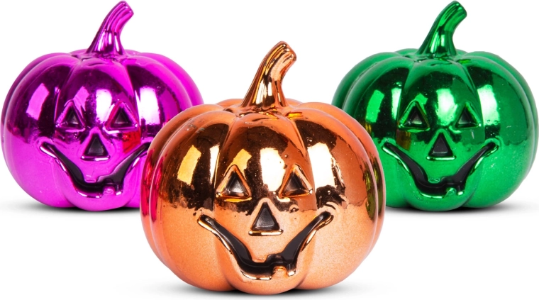 Decoración brillante de calabazas de Halloween, 6 cm, 3 unidades