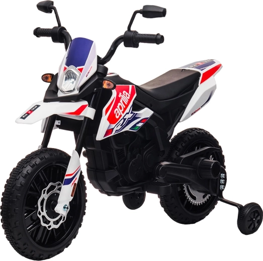 Motocicleta eléctrica infantil Aprilia RX-125 blanca