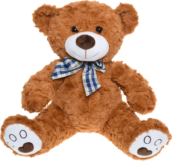 Osito de peluche sentado con lazo 30 cm, marrón oscuro