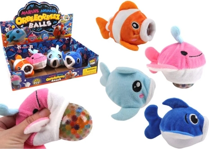 Pez marino de peluche antiestrés con bolita de gel