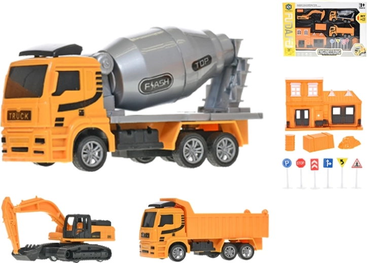 Set de vehículos de construcción con retroceso 12–14 cm, 3 uds